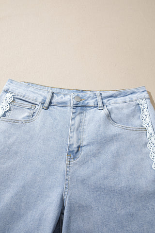 Chantilly Lace Trim Wide Leg Jeans