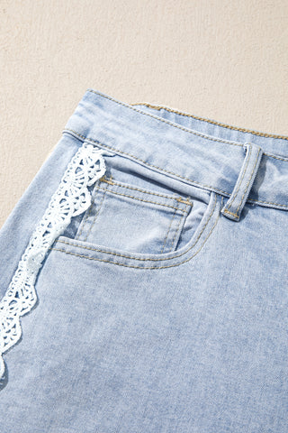 Chantilly Lace Trim Wide Leg Jeans