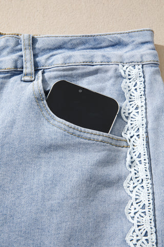 Chantilly Lace Trim Wide Leg Jeans