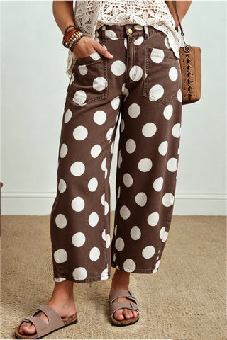 Sunday Social Brown Polka Dot Ankle Jeans
