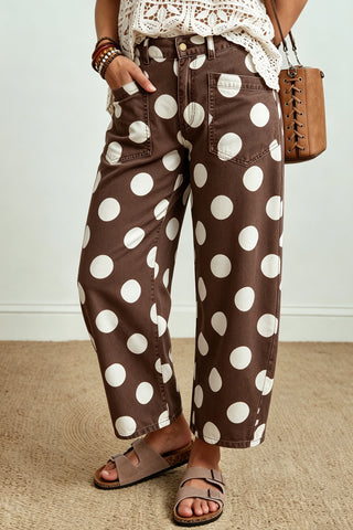 Sunday Social Brown Polka Dot Ankle Jeans
