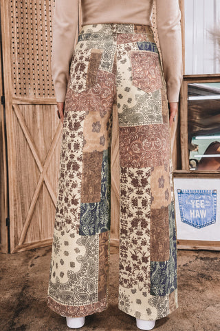 Heirloom Quilt Patchwork Wide Leg Jeans
