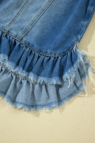 Magnolia Ruffle Hem Half Sleeve Denim Jacket
