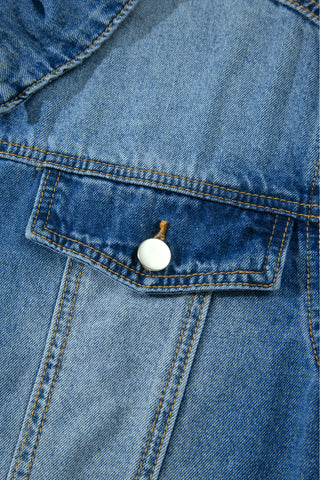 Magnolia Ruffle Hem Half Sleeve Denim Jacket