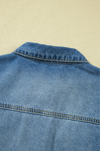 Magnolia Ruffle Hem Half Sleeve Denim Jacket
