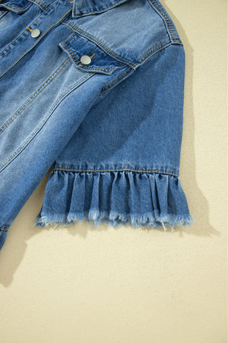 Magnolia Ruffle Hem Half Sleeve Denim Jacket