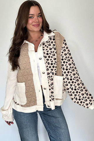 Luke & Estelle “Caffeine & Confidence” Quilted Leopard Patch Shacket – BHB Boutique Exclusive ☕🐆