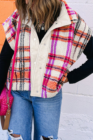 Plaid About You Sherpa Puffer Vest