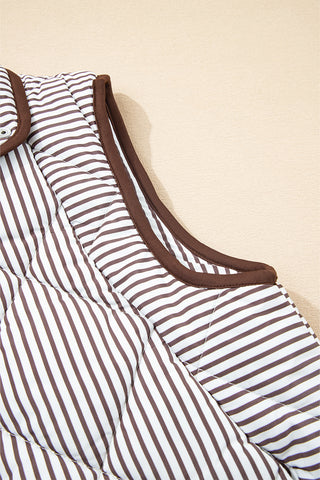 ⚡️ Stripe Right Quilted Vest — Cocoa & Cream Edition