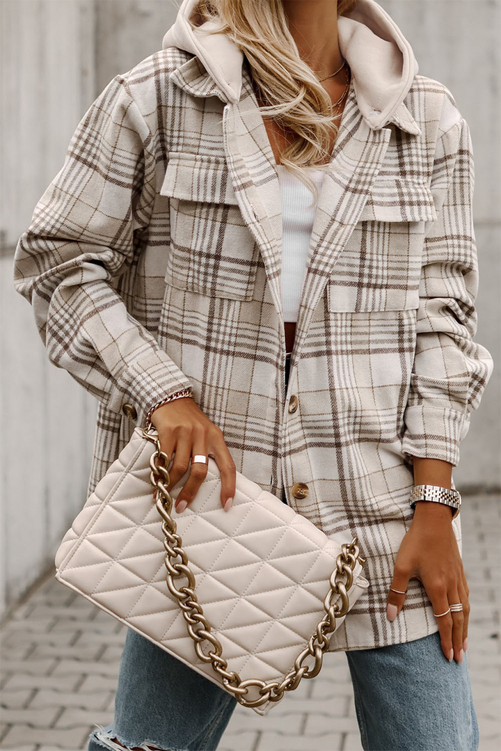 Trailblazer Neutral Plaid Hooded Shacket 🤎🧥