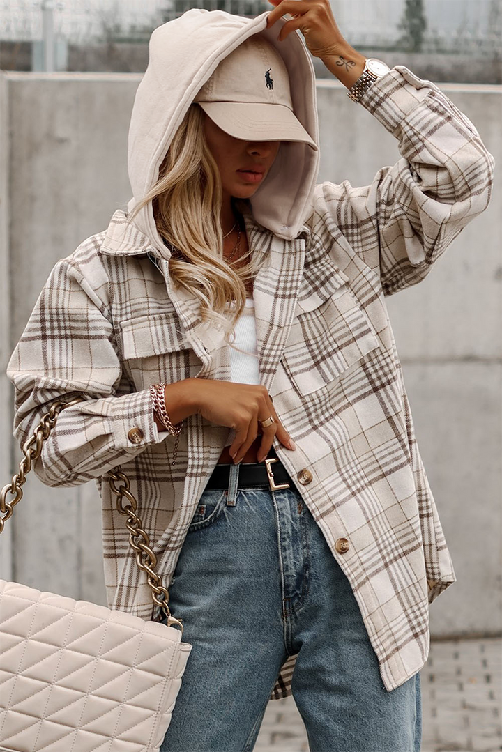 Trailblazer Neutral Plaid Hooded Shacket 🤎🧥