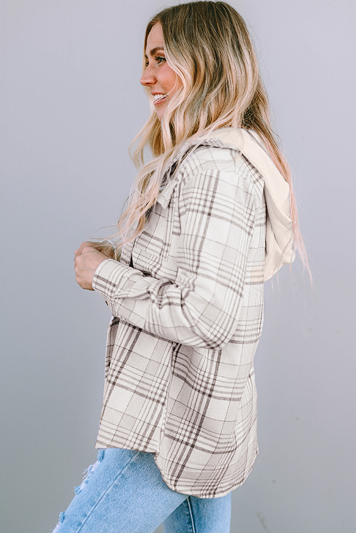 Trailblazer Neutral Plaid Hooded Shacket 🤎🧥