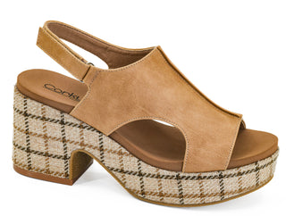Corkys Miss Carley – Caramel Combo Plaid Platform Sandal