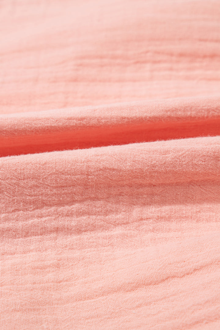 PLUS SIZE✨Sweet Breeze Gauze Peplum Top – Blush