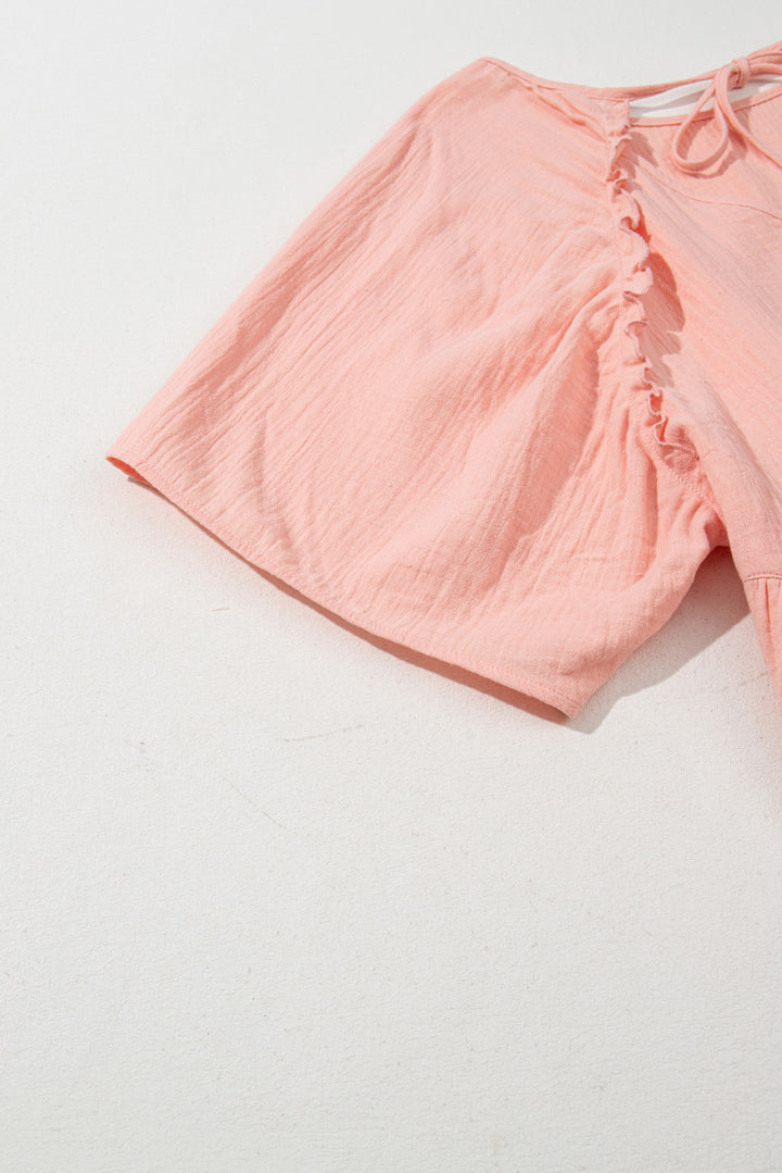 PLUS SIZE✨Sweet Breeze Gauze Peplum Top – Blush