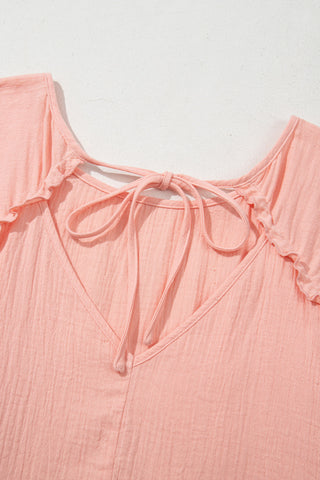 PLUS SIZE✨Sweet Breeze Gauze Peplum Top – Blush