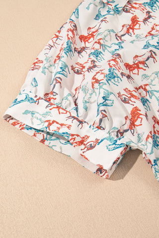 PLUS SIZE✨Wild & Free Mustang Print V-Neck Blouse 🐎✨