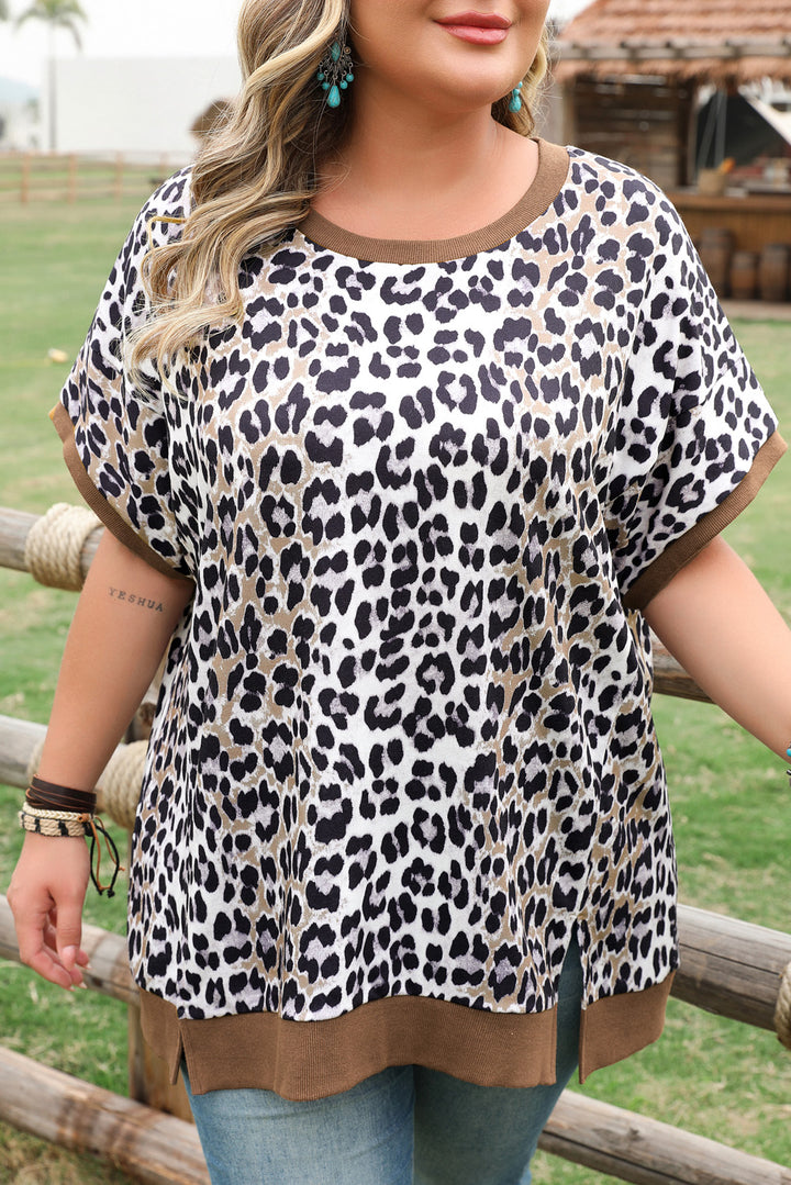PLUS SIZE✨Wild Instinct Rib-Trim Leopard Top 🐆