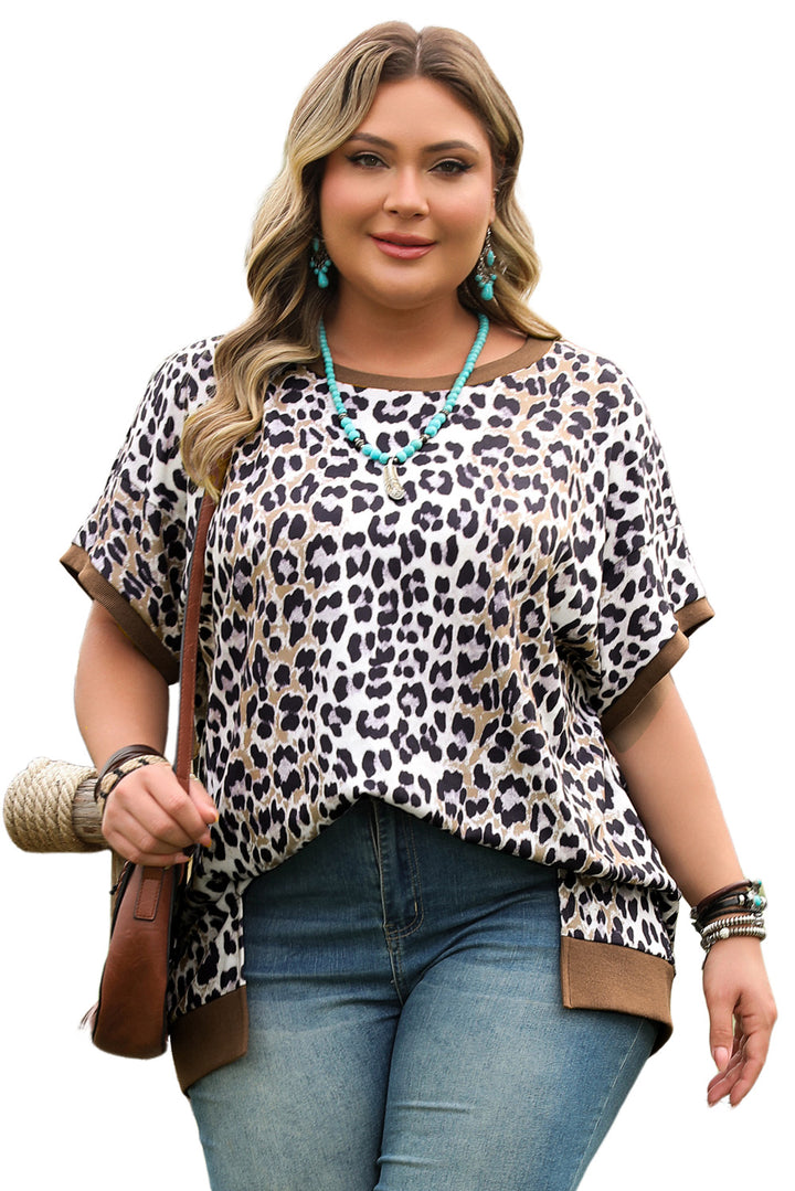PLUS SIZE✨Wild Instinct Rib-Trim Leopard Top 🐆