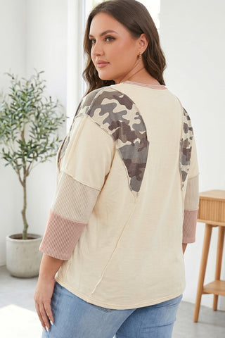 Luke & Estelle Desert Camo Colorblock Plus Size Top