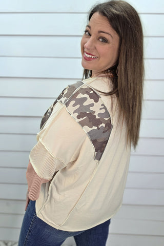 Luke & Estelle Desert Camo Colorblock Plus Size Top