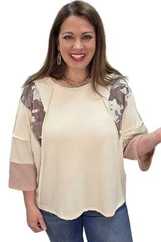 Luke & Estelle Desert Camo Colorblock Plus Size Top