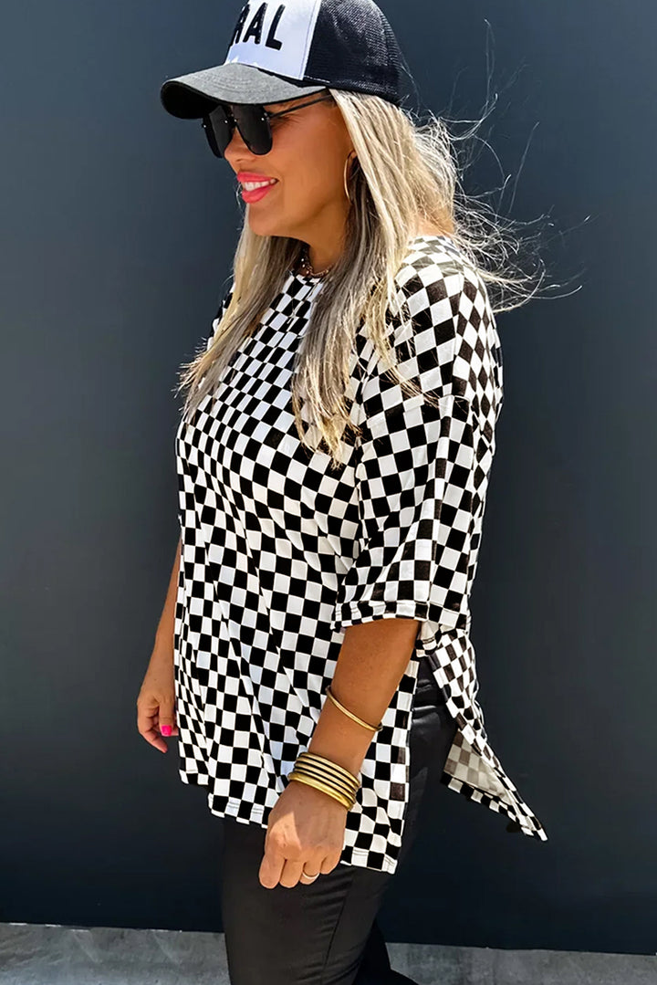 PLUS SIZE✨🏁 Photo Finish Checkerboard Oversized Tee