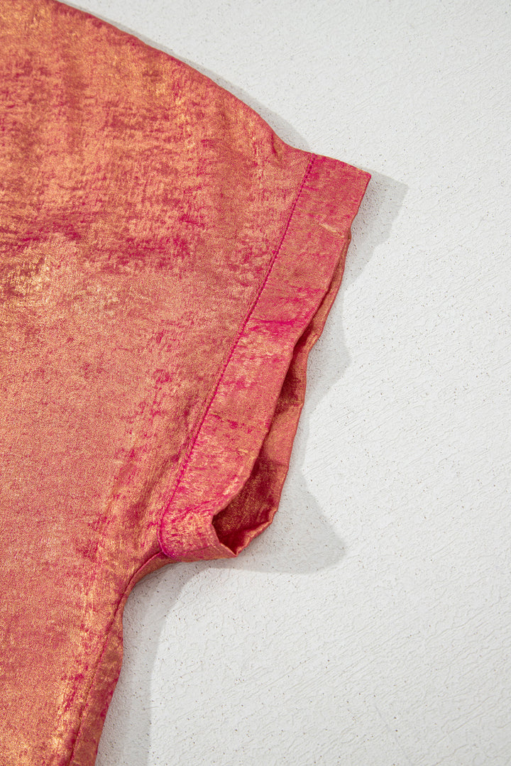 PLUS SIZE✨Sunset Shimmer Metallic Button-Up Top