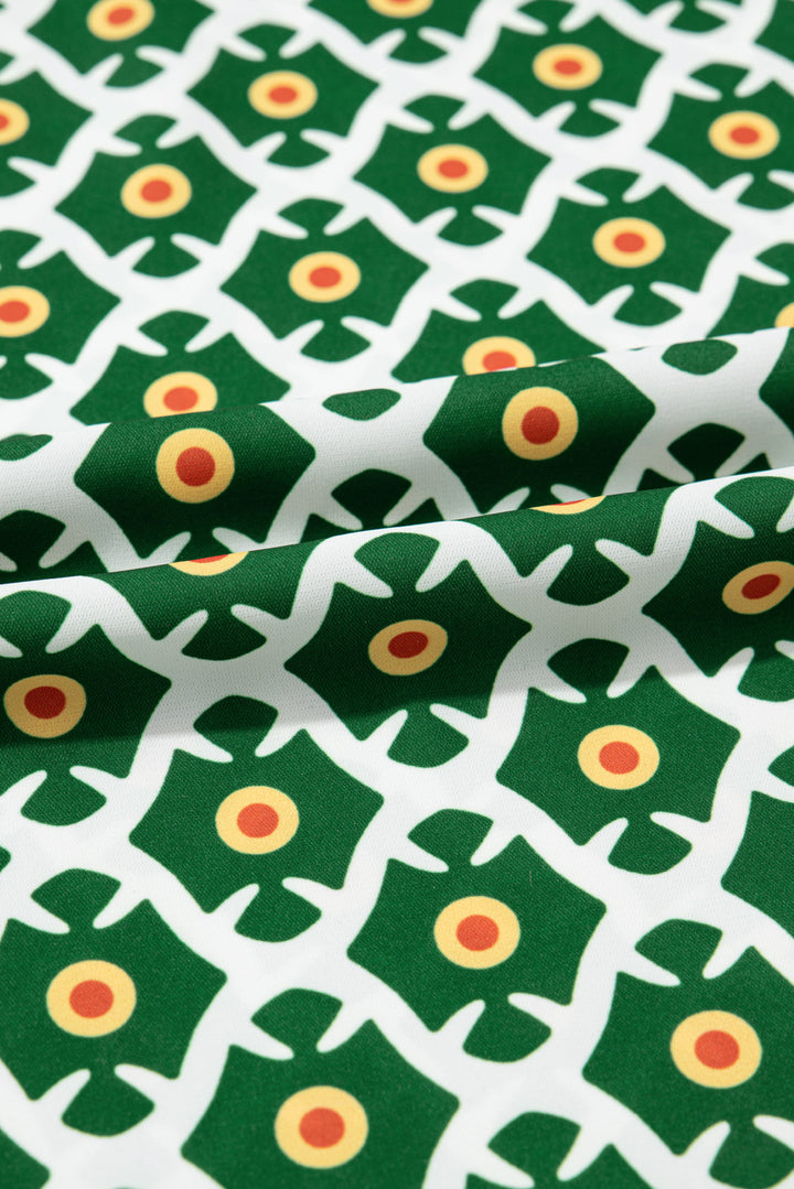 PLUS SIZE✨Emerald Garden Mosaic Tie-Neck Maxi (with Pockets) 💚🌼