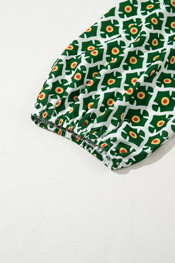 PLUS SIZE✨Emerald Garden Mosaic Tie-Neck Maxi (with Pockets) 💚🌼