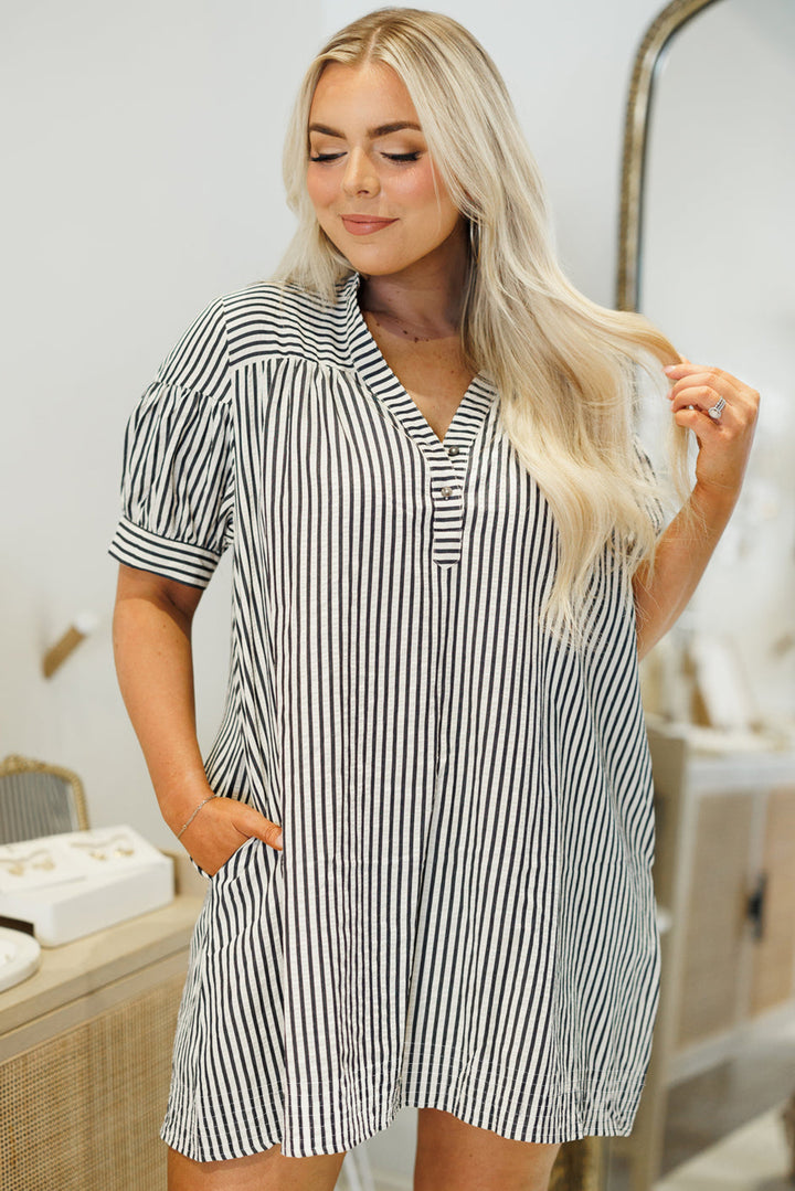 PLUS SIZE✨Boardwalk Breeze Striped Popover Dress
