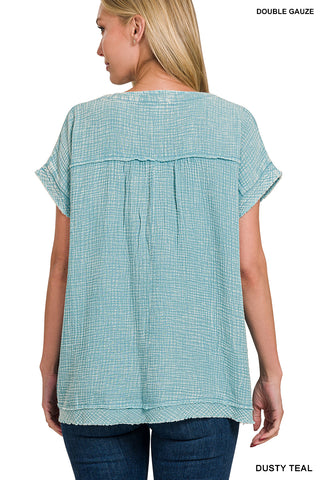 The Relaxed Washed Tee – Coral & Ash Mocha