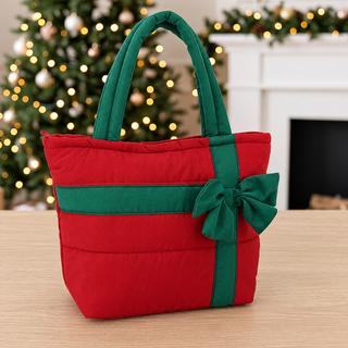 Christmas Morning Quilted Bow Tote