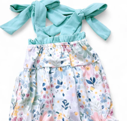 Pastel Bloom Bow-Tie Bubble Romper
