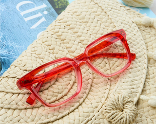Peepers Tiki Blue Light Reading Glasses | Cherry Red Square Frame
