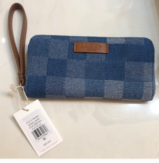 Lucky Brand Patchwork Zip-Around Wallet | Medium Blue