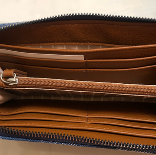 Lucky Brand Patchwork Zip-Around Wallet | Medium Blue