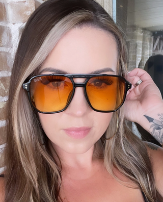 DAX Eyewear | Skye Oversized Aviator Sunglasses | Black, Amber & Pink UV400
