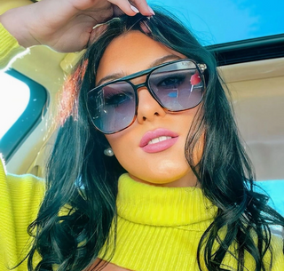 DAX Eyewear | Skye Oversized Aviator Sunglasses | Black, Amber & Pink UV400