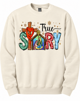 True Story Rhinestone Crewneck Sweatshirt | Christian Christmas Sweatshirt