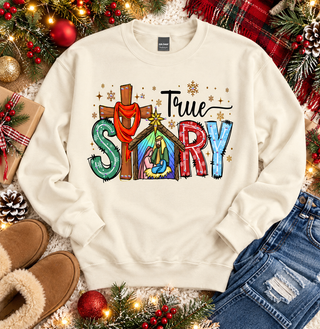 True Story Rhinestone Crewneck Sweatshirt | Christian Christmas Sweatshirt