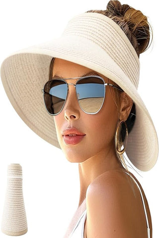 Women's Adjustable Wide-Brim Straw-Style Sun Hat