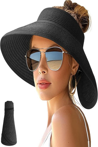 Women's Adjustable Wide-Brim Straw-Style Sun Hat
