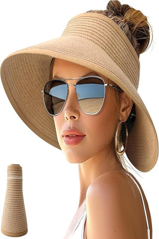 Women's Adjustable Wide-Brim Straw-Style Sun Hat