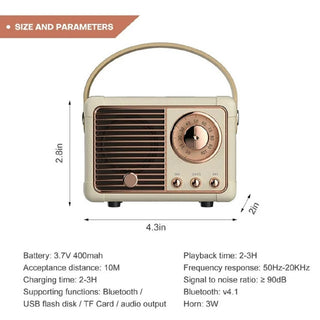 Retro Mini Bluetooth Speaker + Pocket-Size Power with Vintage Vibes
