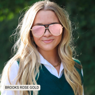 DAX Eyewear | Brooks Polarized Aviator Sunglasses | Black, Gold & Hot Pink UV400