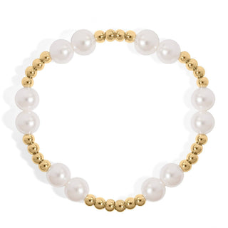 Hey Beautiful Alternating Pearl & Gold Stretch Bracelet – Waterproof & Tarnish-Free