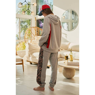 Leopard stripe hoodie and jogger lounge set