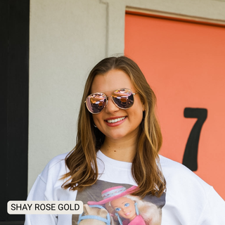 DAX Shay Rose Gold Polarized Aviator Sunglasses