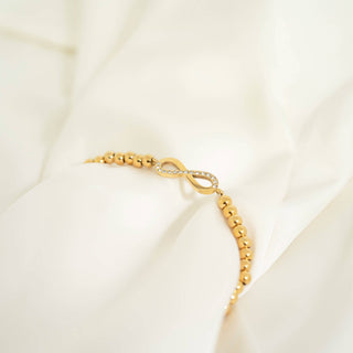 Hey Beautiful Gold Bead Infinity Stretch Bracelet – Waterproof & Tarnish-Free